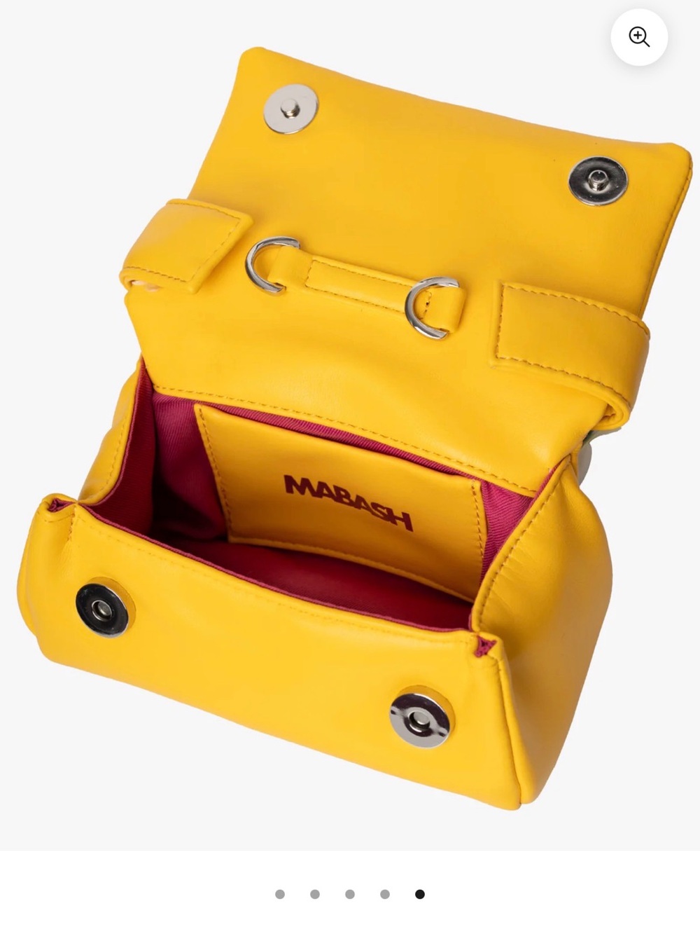 Mabash Yellow Mini Crossbody Bag with Pink Interior